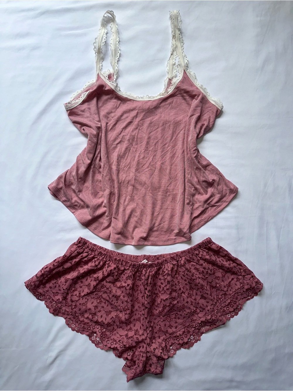 Victoria's Secret Pink Lace Cami & Lace Shorts Sleep Set